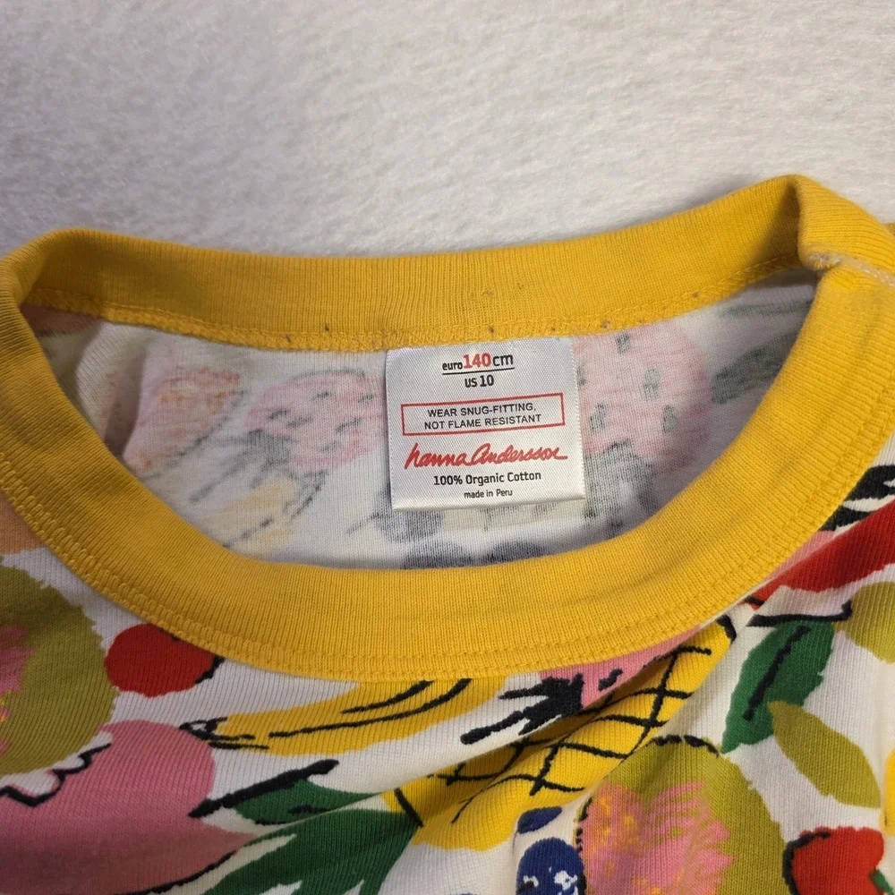 Hanna Andersson Fruit Salad Pajamas Euro 140 US 10 Yellow PJ's Sleep Watermelon‎